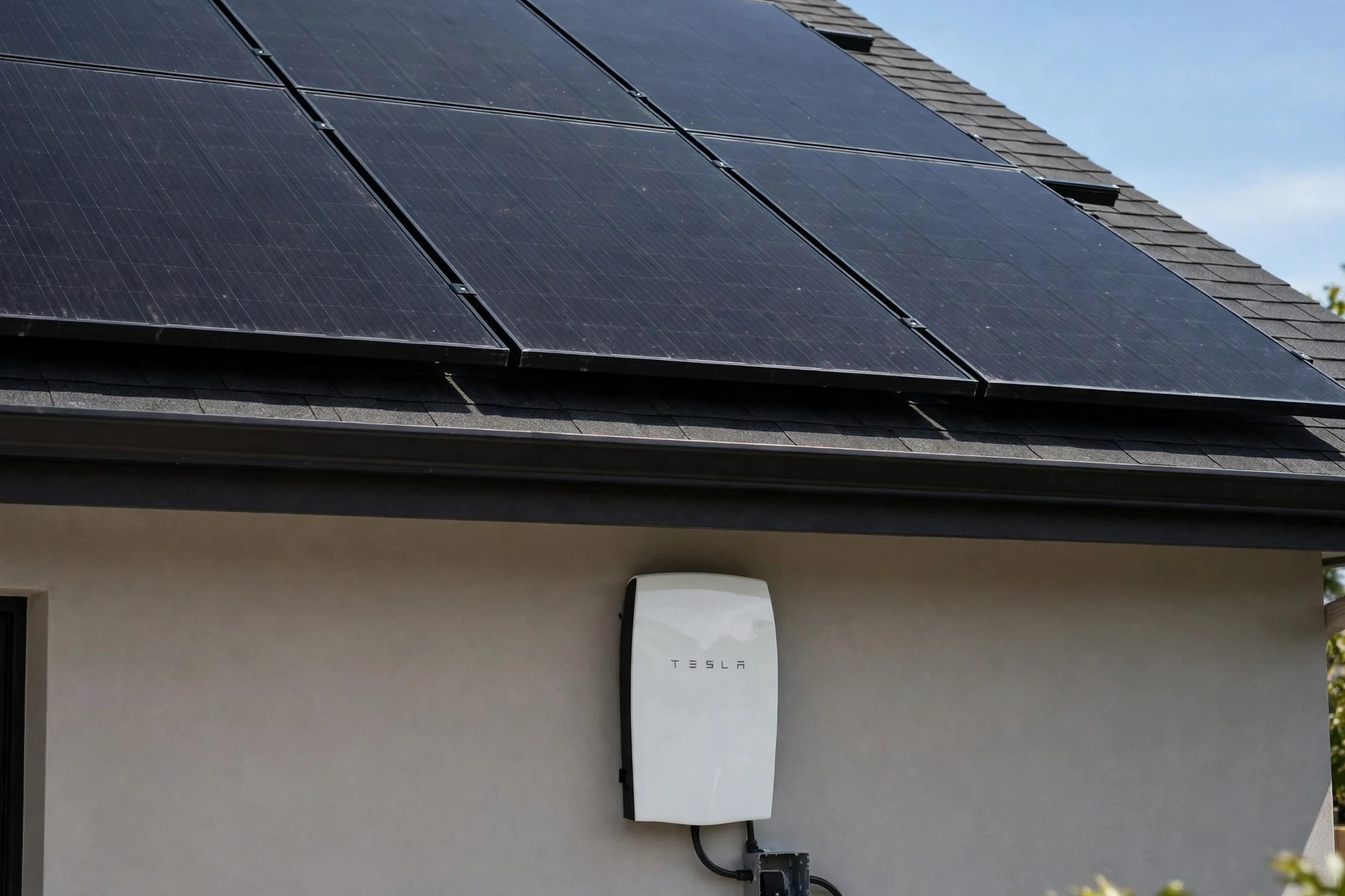 Tesla Powerwall home battery charging from rooftop solar panels